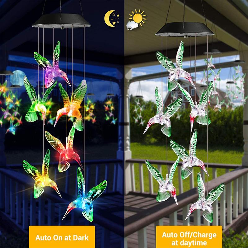 Color-Changing Solar LED Waterproof Hummingbird Wind Chimes