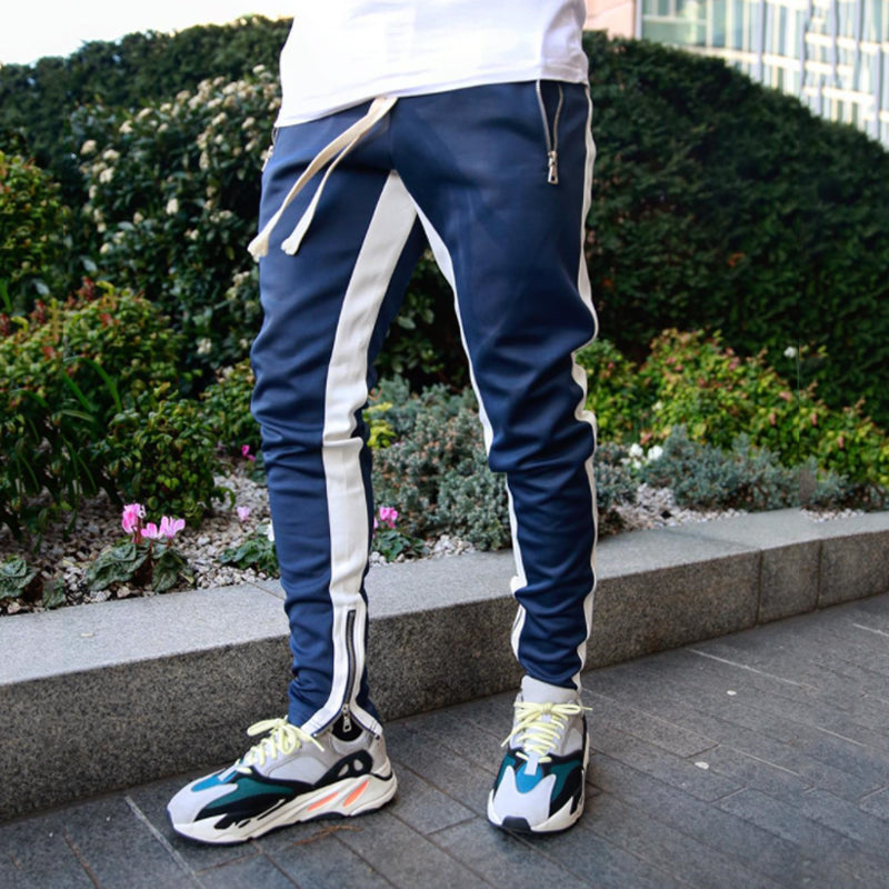 Side Stripe Zip Pocket Skinny Joggers