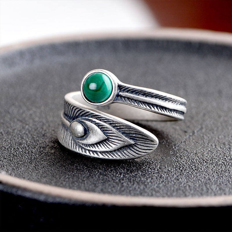 Malachite Wing Ring Made Of Silver