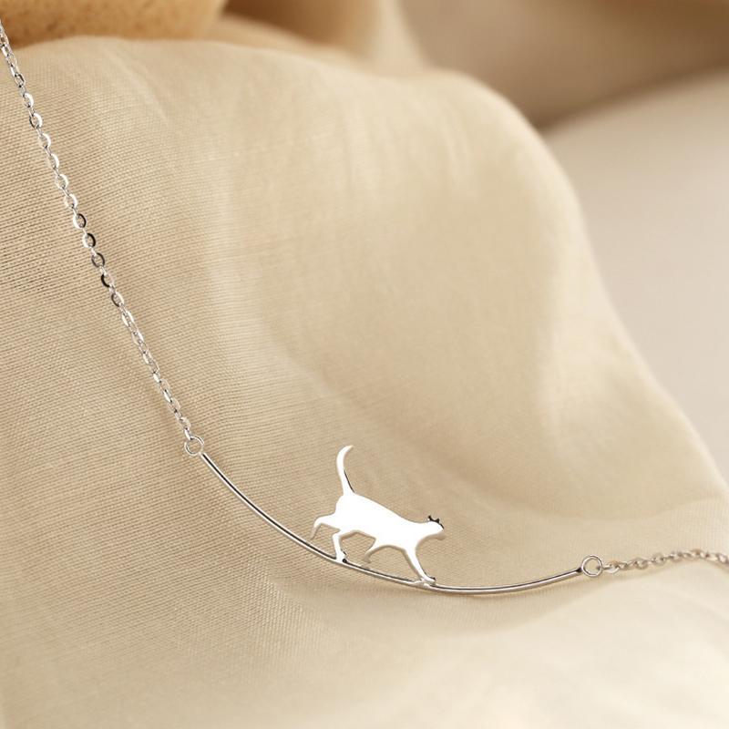 Cute Walking Cat Clavicle Chain Necklace