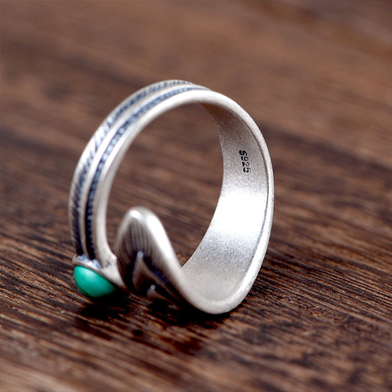 Malachite Wing Ring Made Of Silver