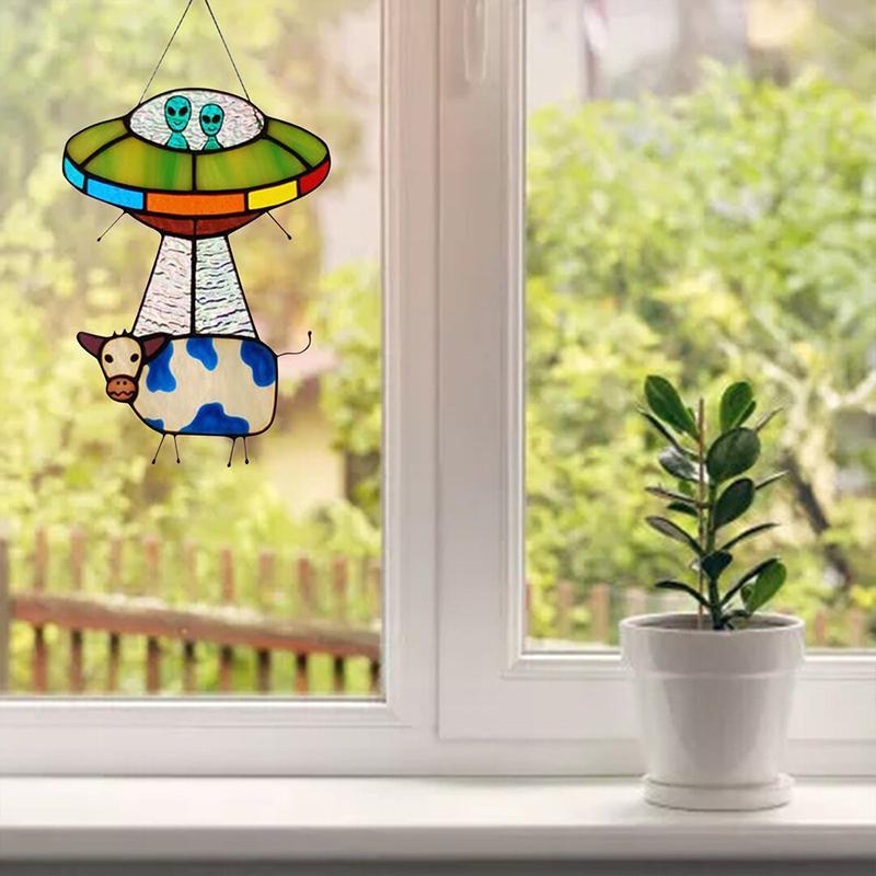 Painted UFO Cow Pendant