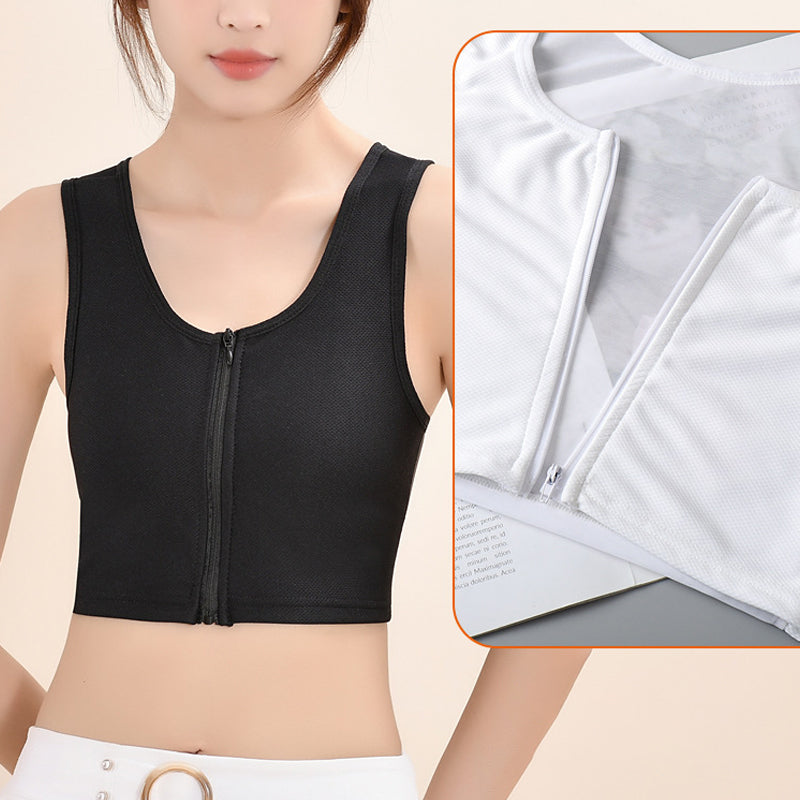 Thin front-zip bustier tank top