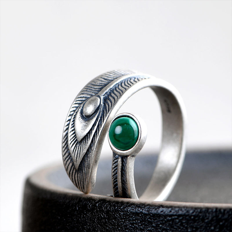 Malachite Wing Ring Made Of Silver