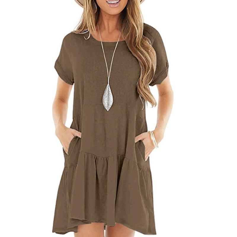 Round Neck Short-sleeve Stitching Dress