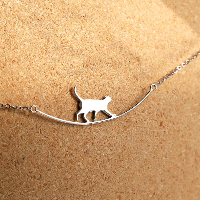 Cute Walking Cat Clavicle Chain Necklace