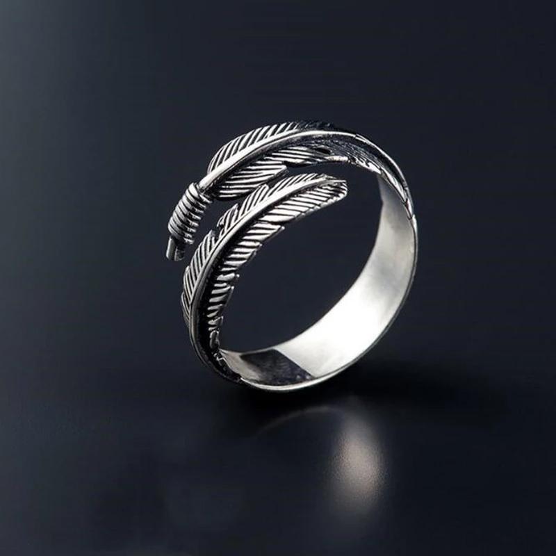 Vintage feather open ring