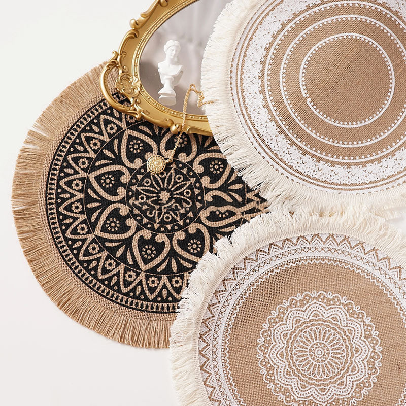 Round Embroidery Nordic Style Table Placemat