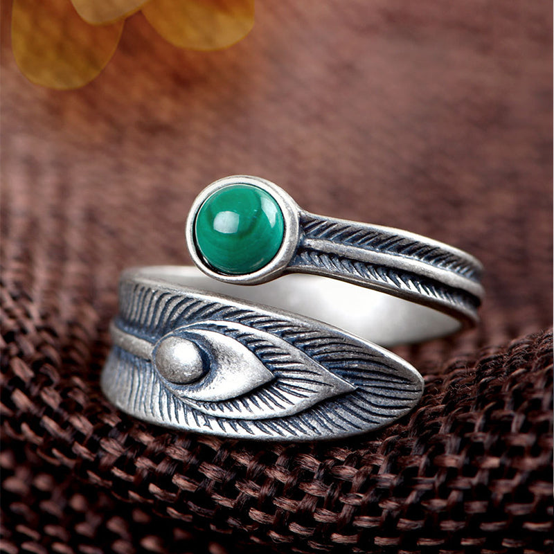 Malachite Wing Ring Made Of Silver