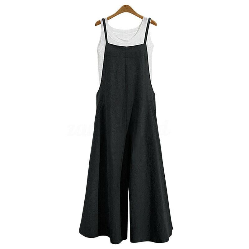 ZAOS™Summer Ladies Casual Loose Solid Tank Jumpsuit