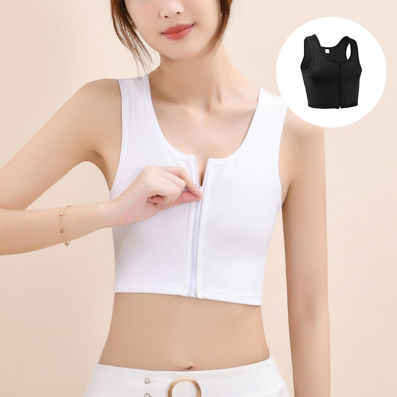 Thin front-zip bustier tank top