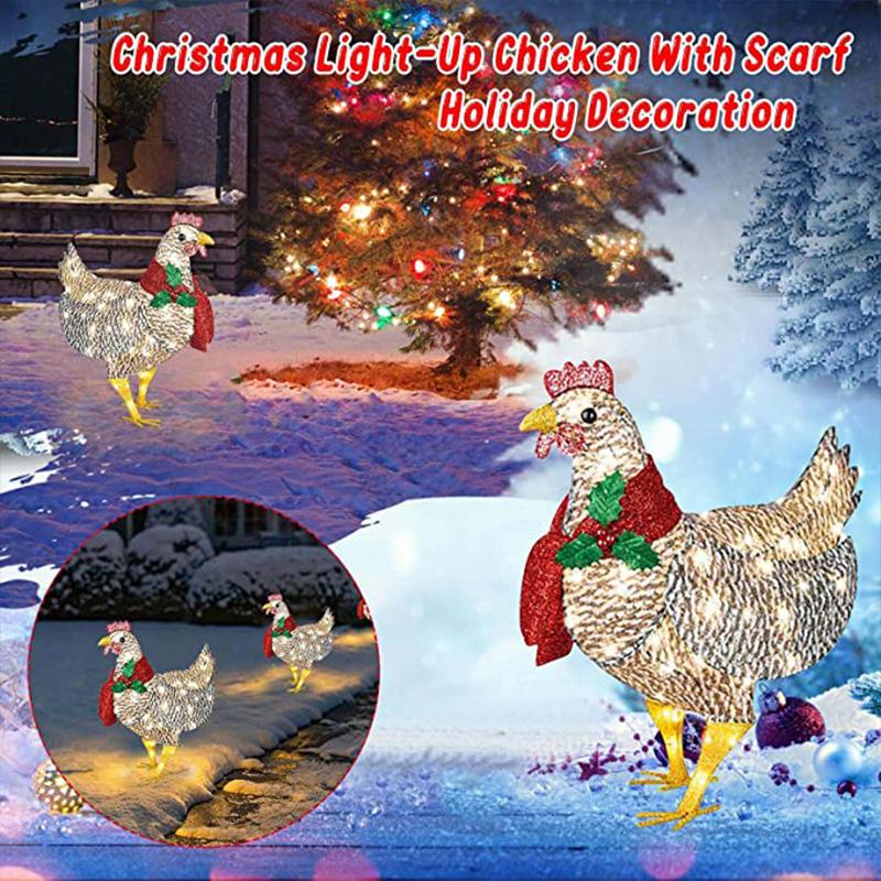 Light-Up Chicken with Scarf Holiday Decoration